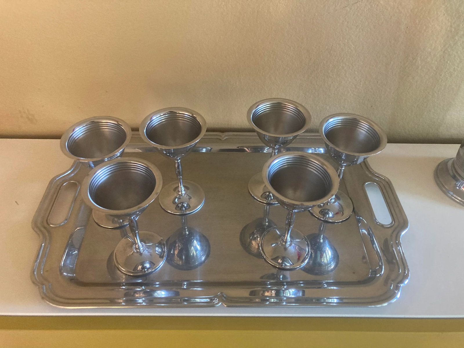Vintage Art Deco Krome Craft Farber Bros Cocktail Shaker Set- 8 Pieces - 4