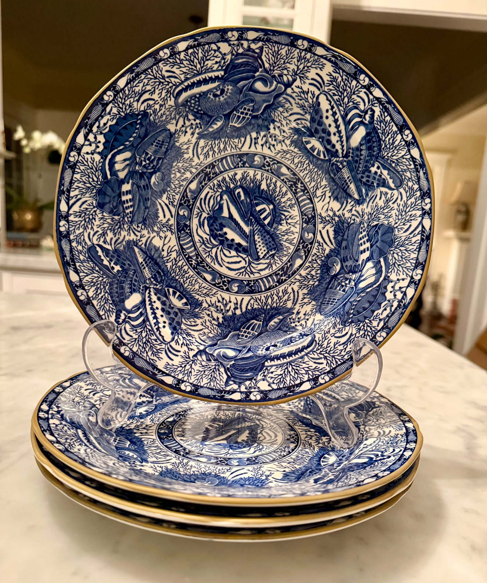 1980s British Colonial Mottahedeh Torquay England - Set of 4 Salad Plates - 7