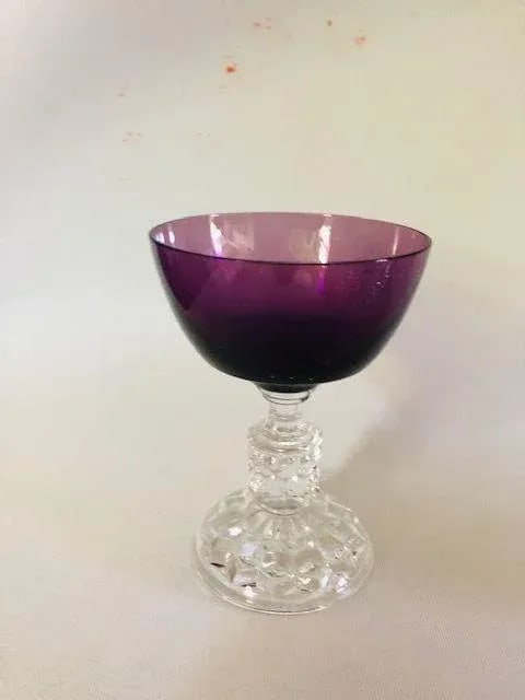 Vintage Fostoria Purple & Clear Cocktail Glasses S/6 - 4