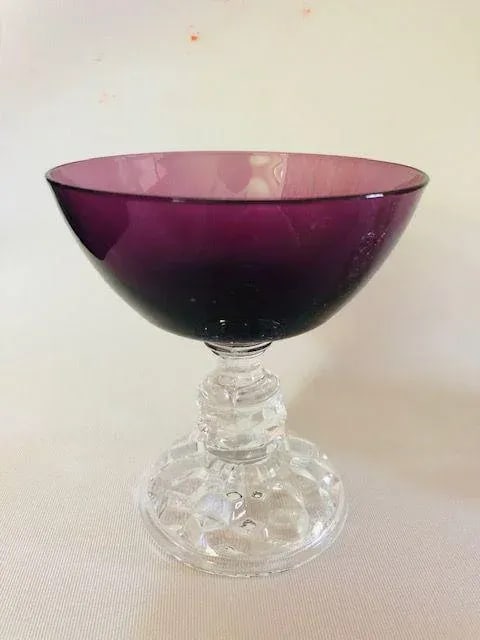 Vintage Fostoria Purple & Clear Cocktail Glasses S/5 - 4