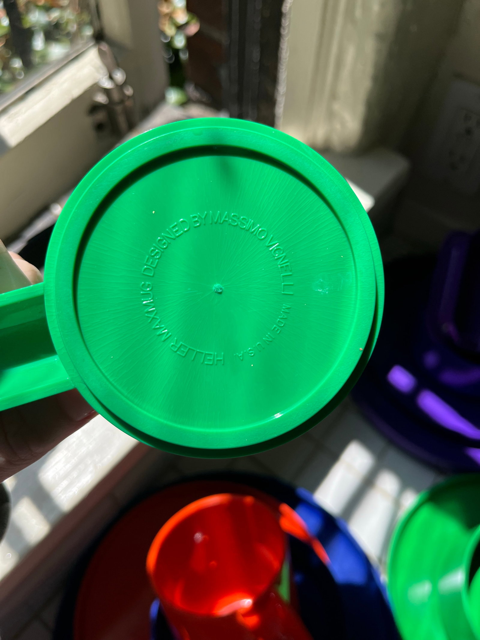 1970s Heller Massimo Postmodern Plastic Dinnerware Vignelli Rainbow Stacking Mug & Plate Set - 18pcs - 8