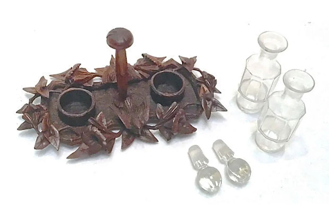 Antique Black Forest Condiment Caddy - 5