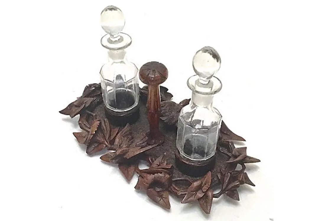 Antique Black Forest Condiment Caddy - 9