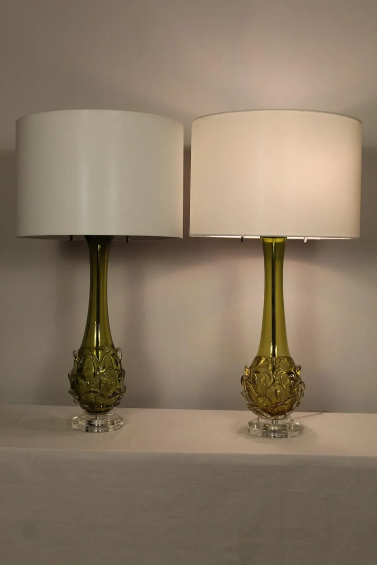Late 20th Century Scallop Murano Table Lamps - a Pair - 10