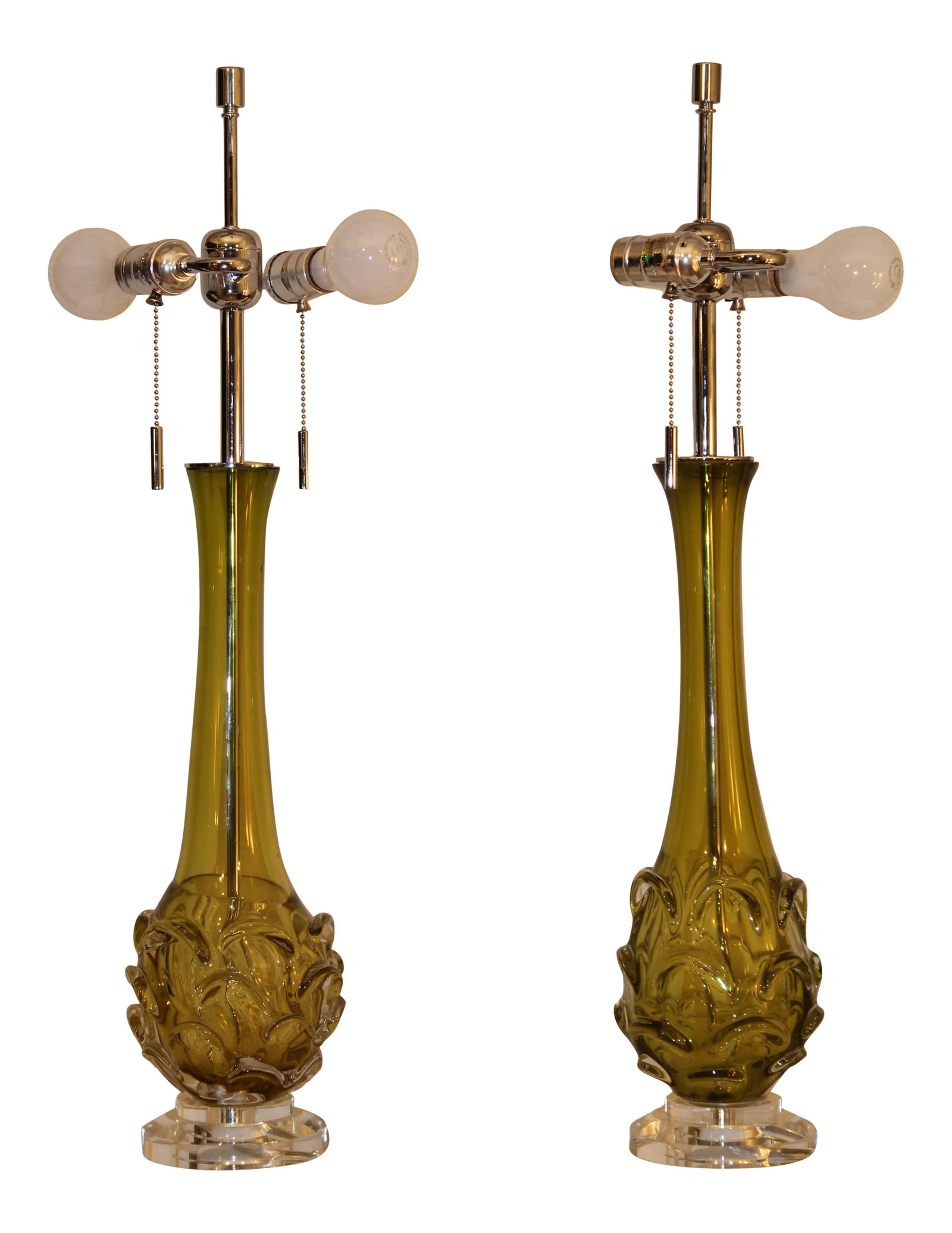 Late 20th Century Scallop Murano Table Lamps - a Pair (1 of 11)