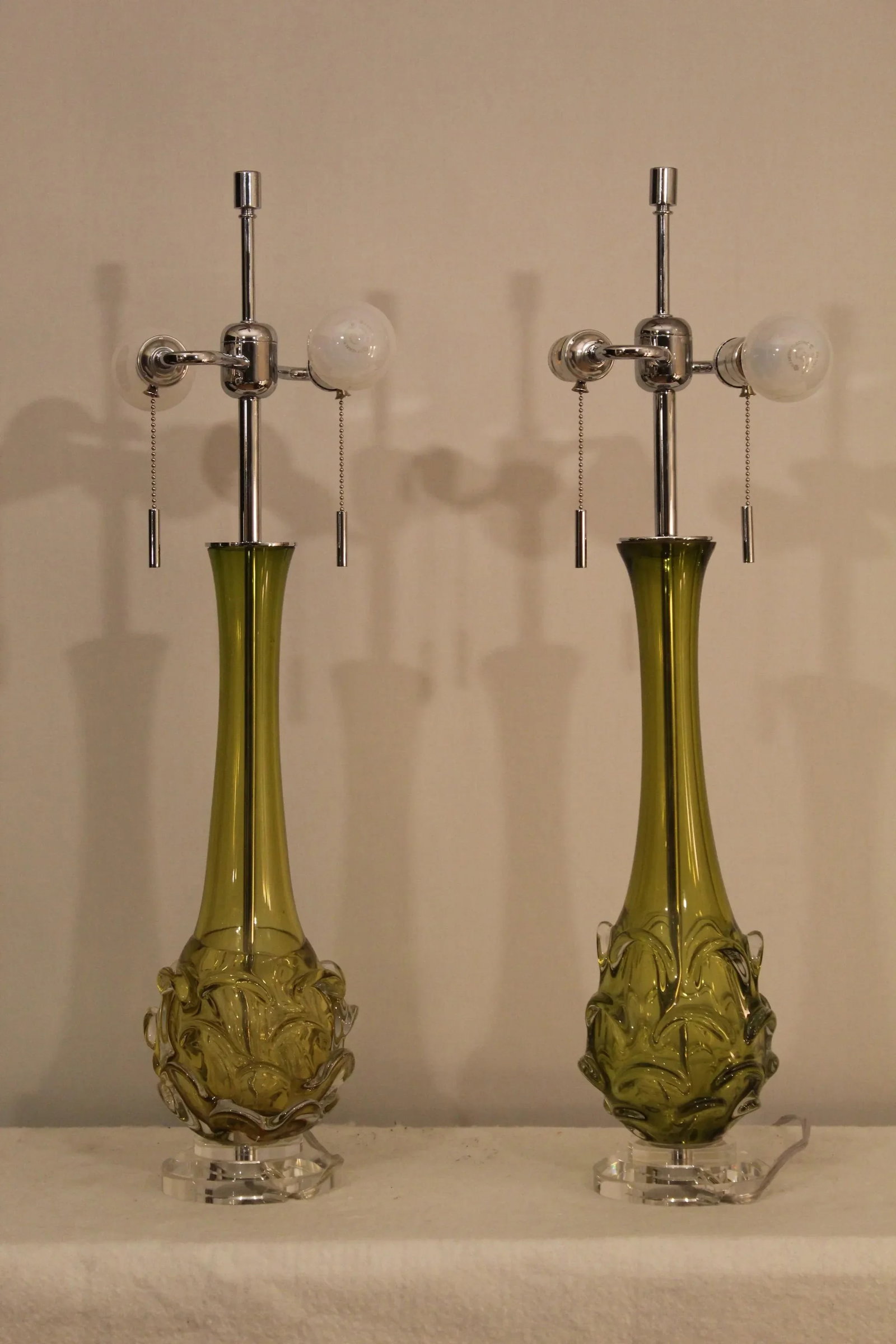 Late 20th Century Scallop Murano Table Lamps - a Pair - 5
