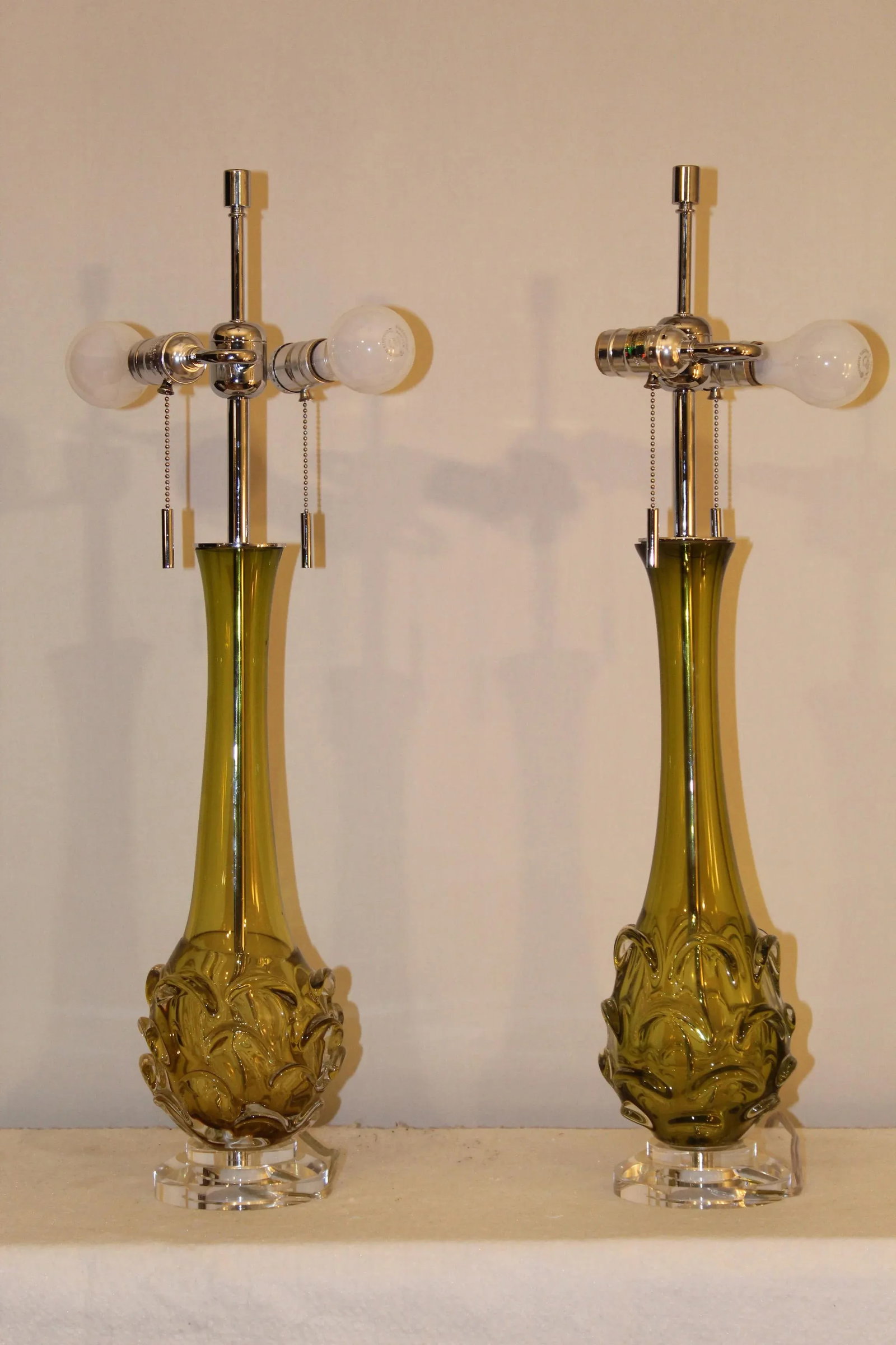 Late 20th Century Scallop Murano Table Lamps - a Pair - 8