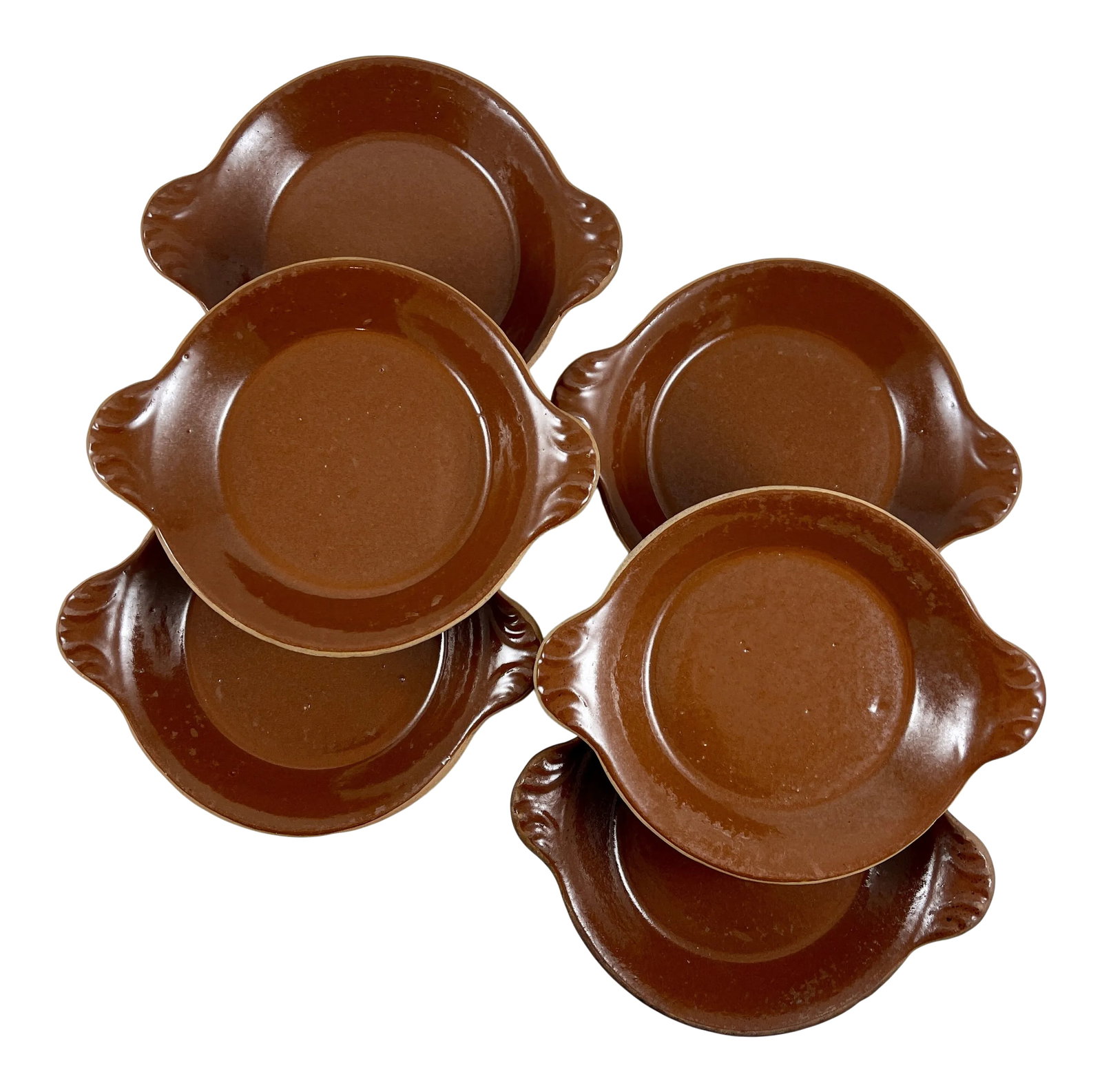 Vallauris French Treacle Glaze Rustic Pottery Au Gratin Dishes, S/6 (1 of 11)