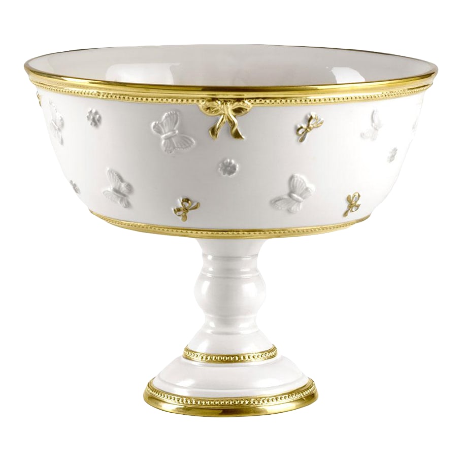 Contemporary Villari Home Couture Taormina White-Antique Gold Fruit Stand (1 of 3)