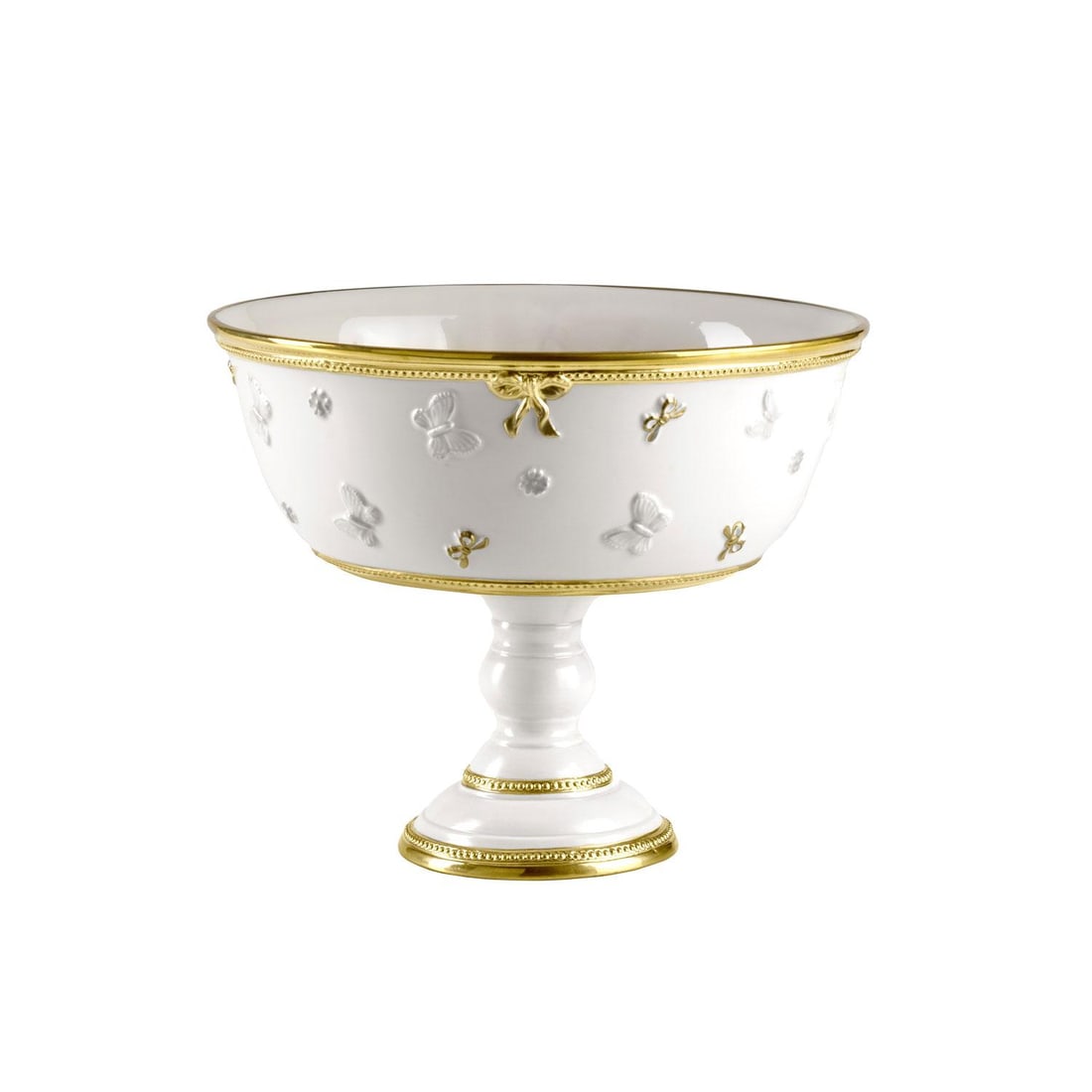 Contemporary Villari Home Couture Taormina White-Antique Gold Fruit Stand - 2