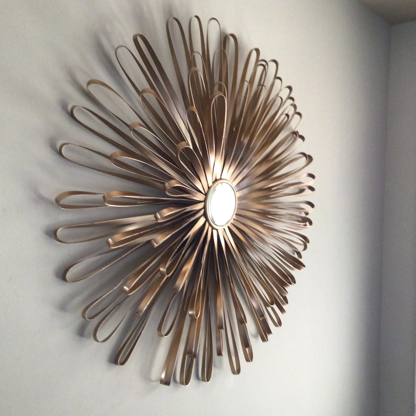 Gold Tone Metal Flower Mirror - 2