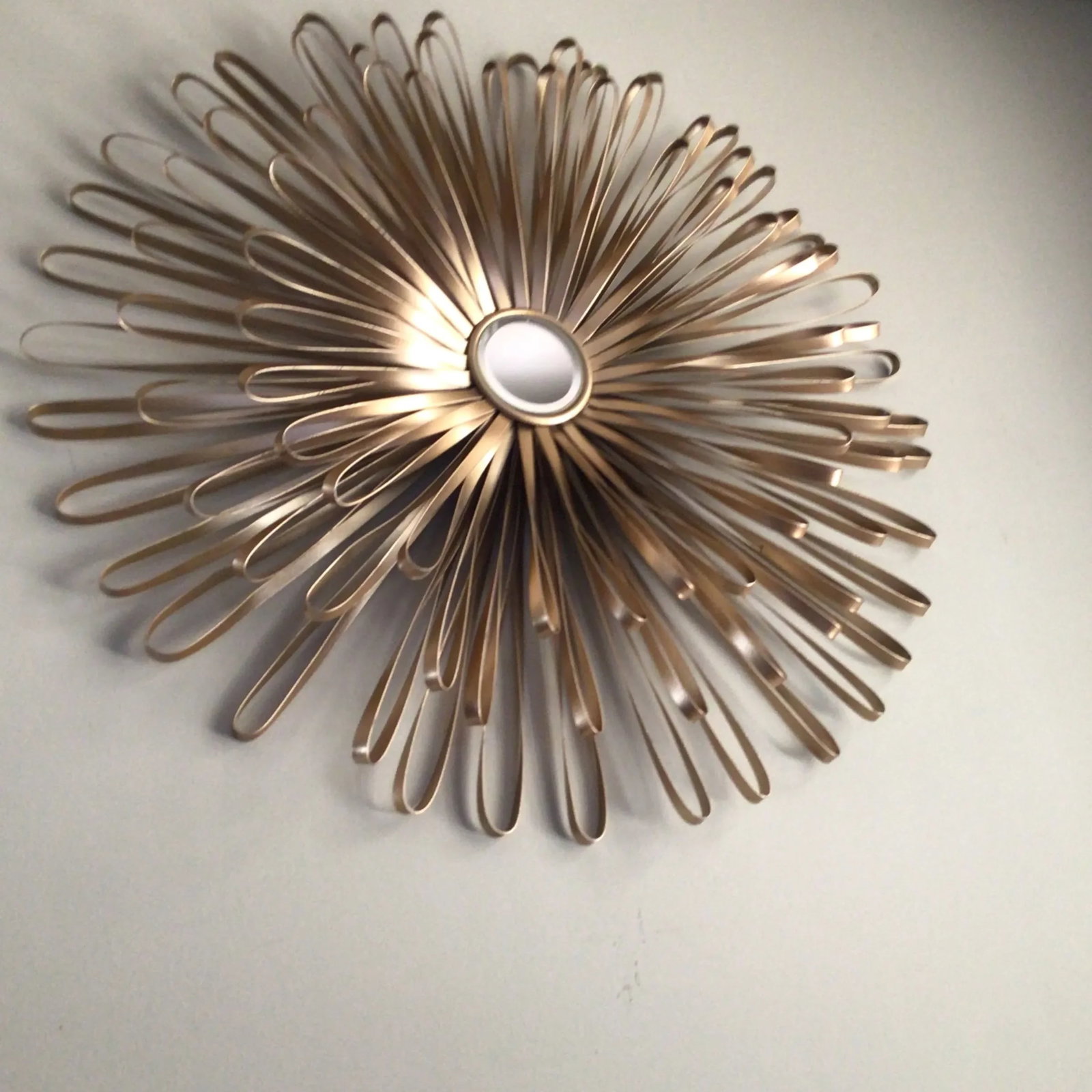 Gold Tone Metal Flower Mirror - 3
