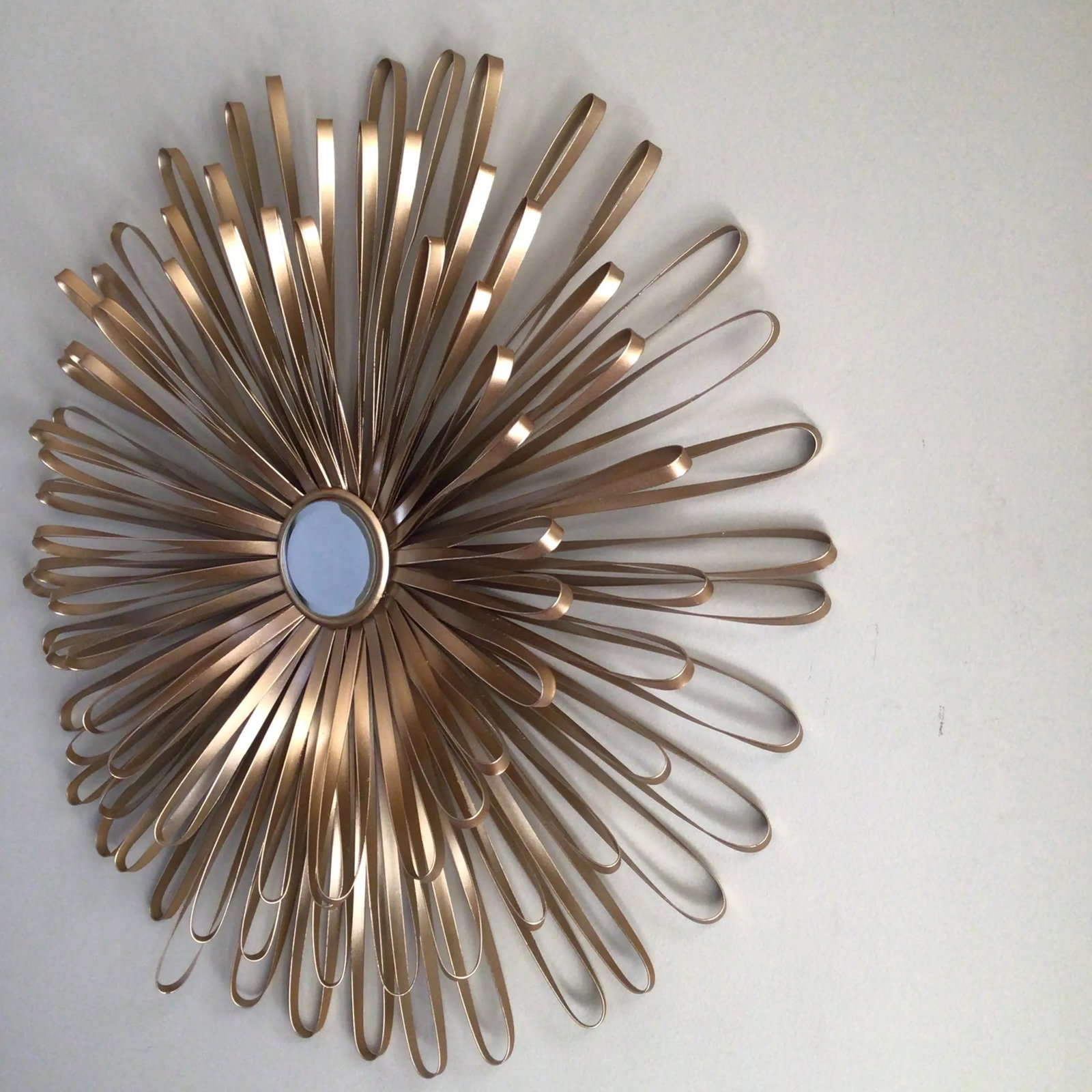 Gold Tone Metal Flower Mirror - 4