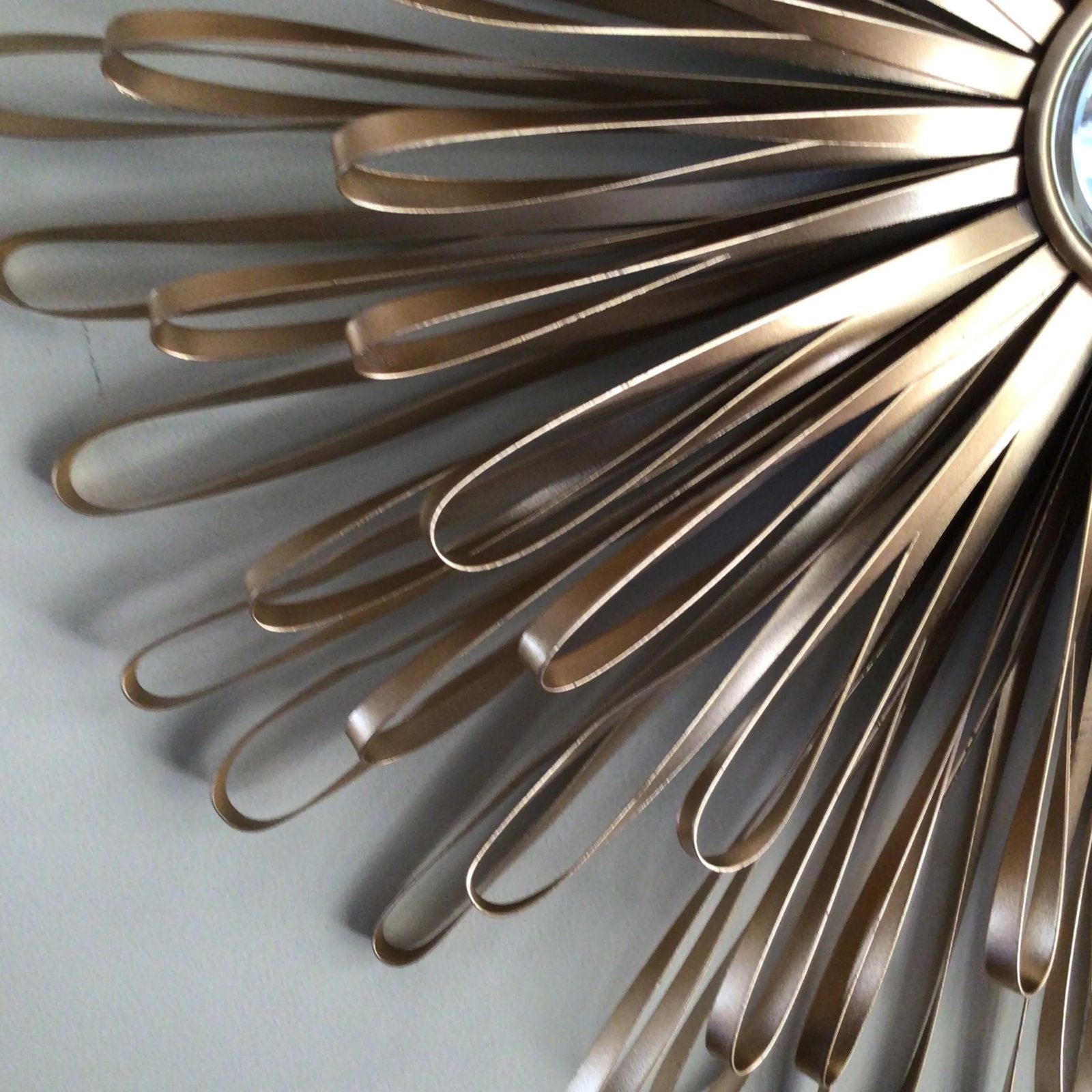 Gold Tone Metal Flower Mirror - 5