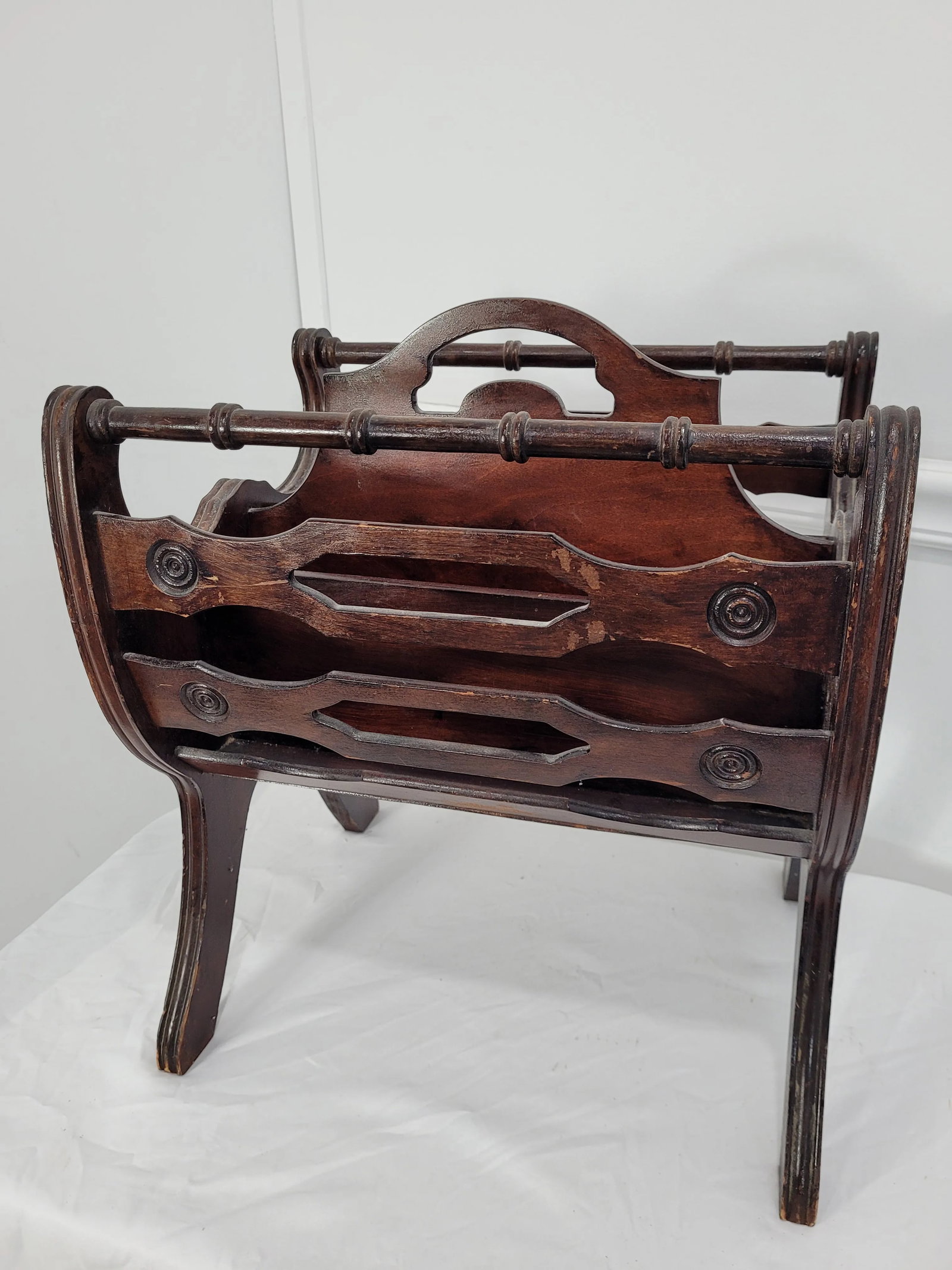 Vintage Canterbury Cherry Wood Magazine Rack - 11
