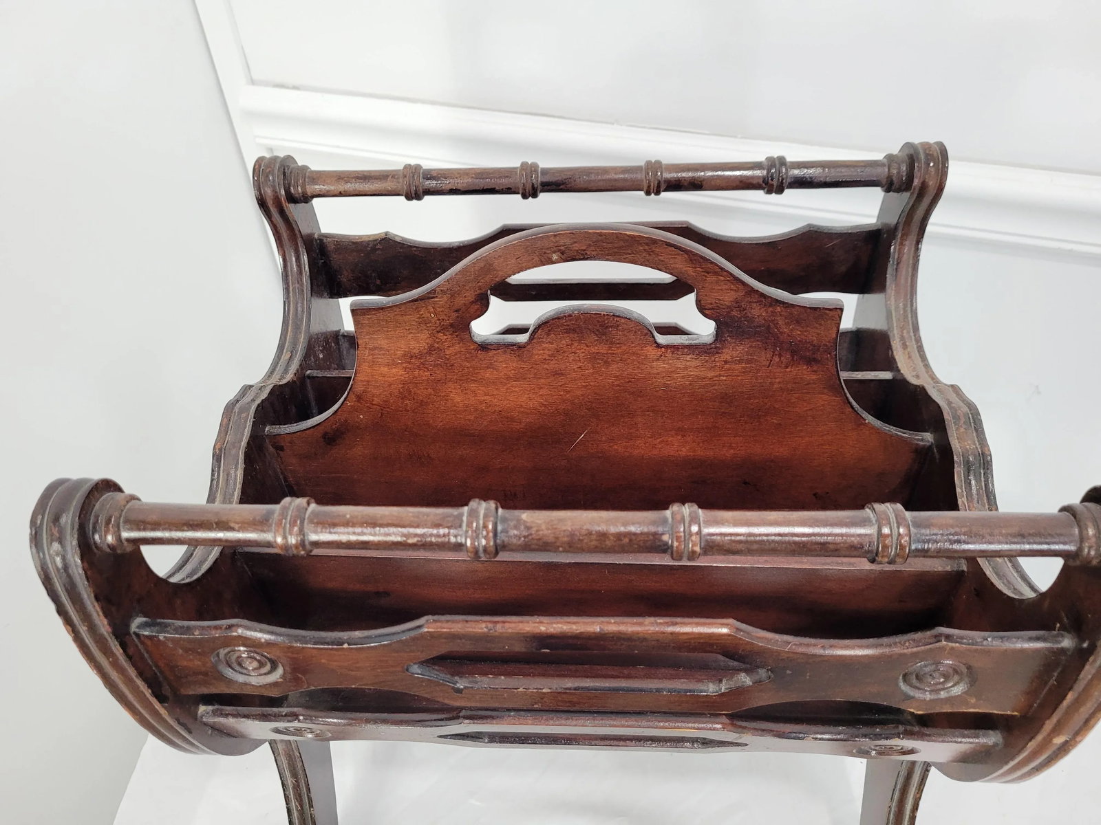 Vintage Canterbury Cherry Wood Magazine Rack - 2