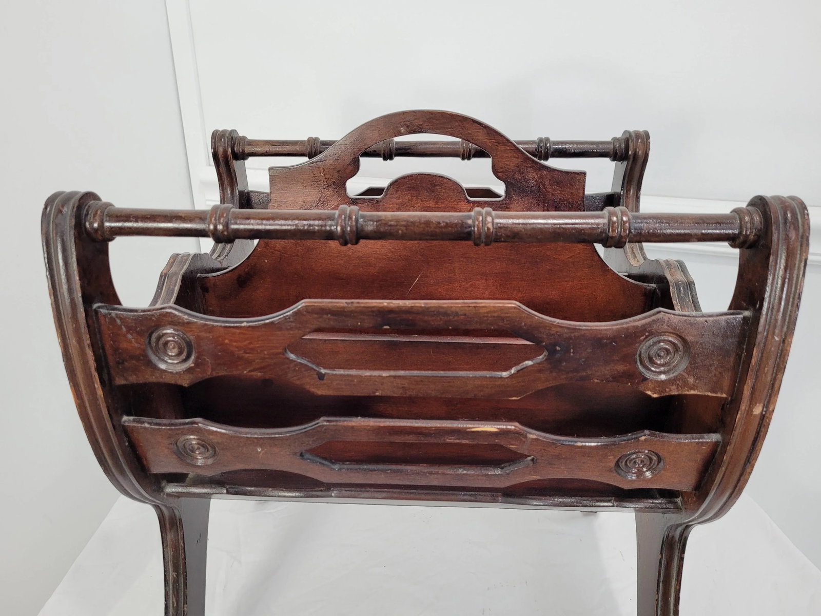 Vintage Canterbury Cherry Wood Magazine Rack - 3