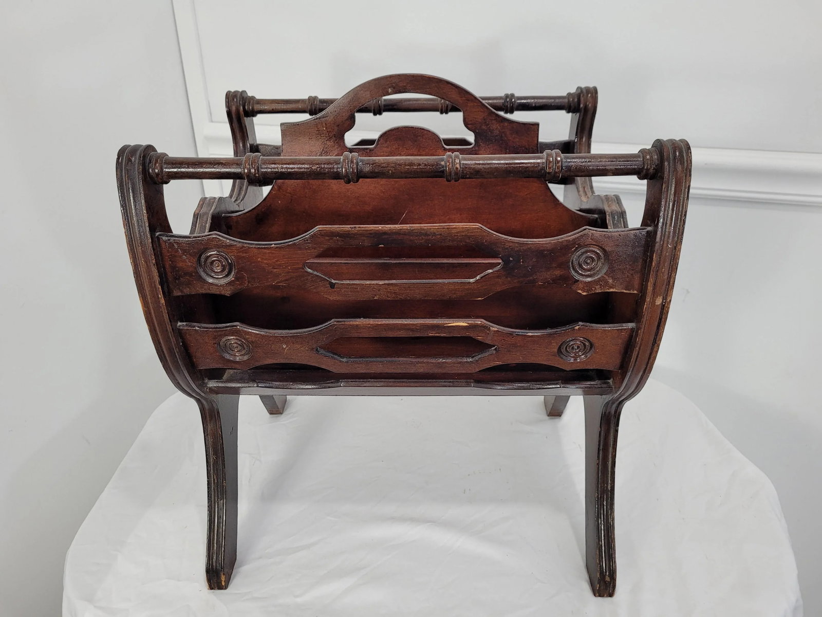 Vintage Canterbury Cherry Wood Magazine Rack - 5