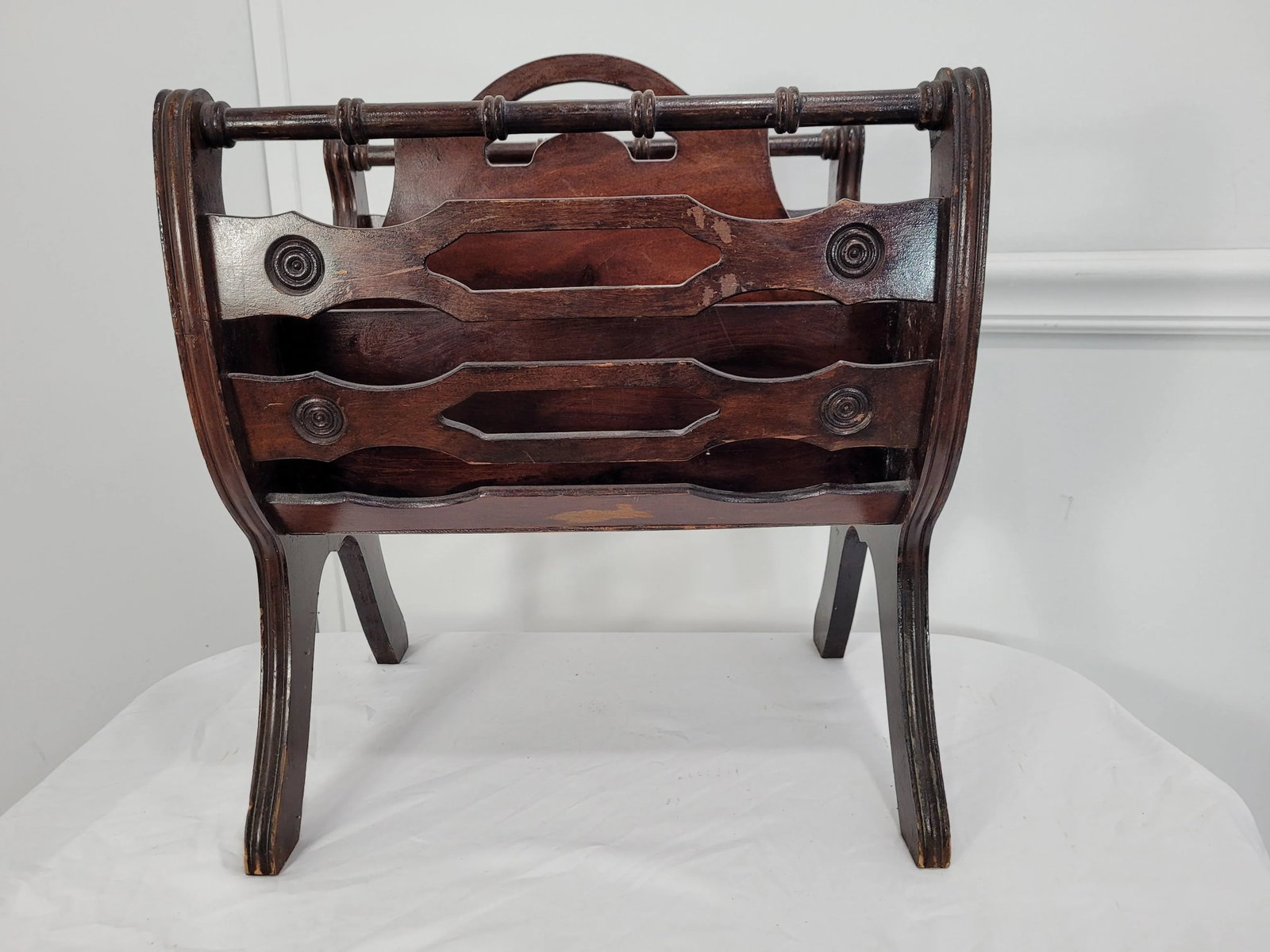 Vintage Canterbury Cherry Wood Magazine Rack - 7