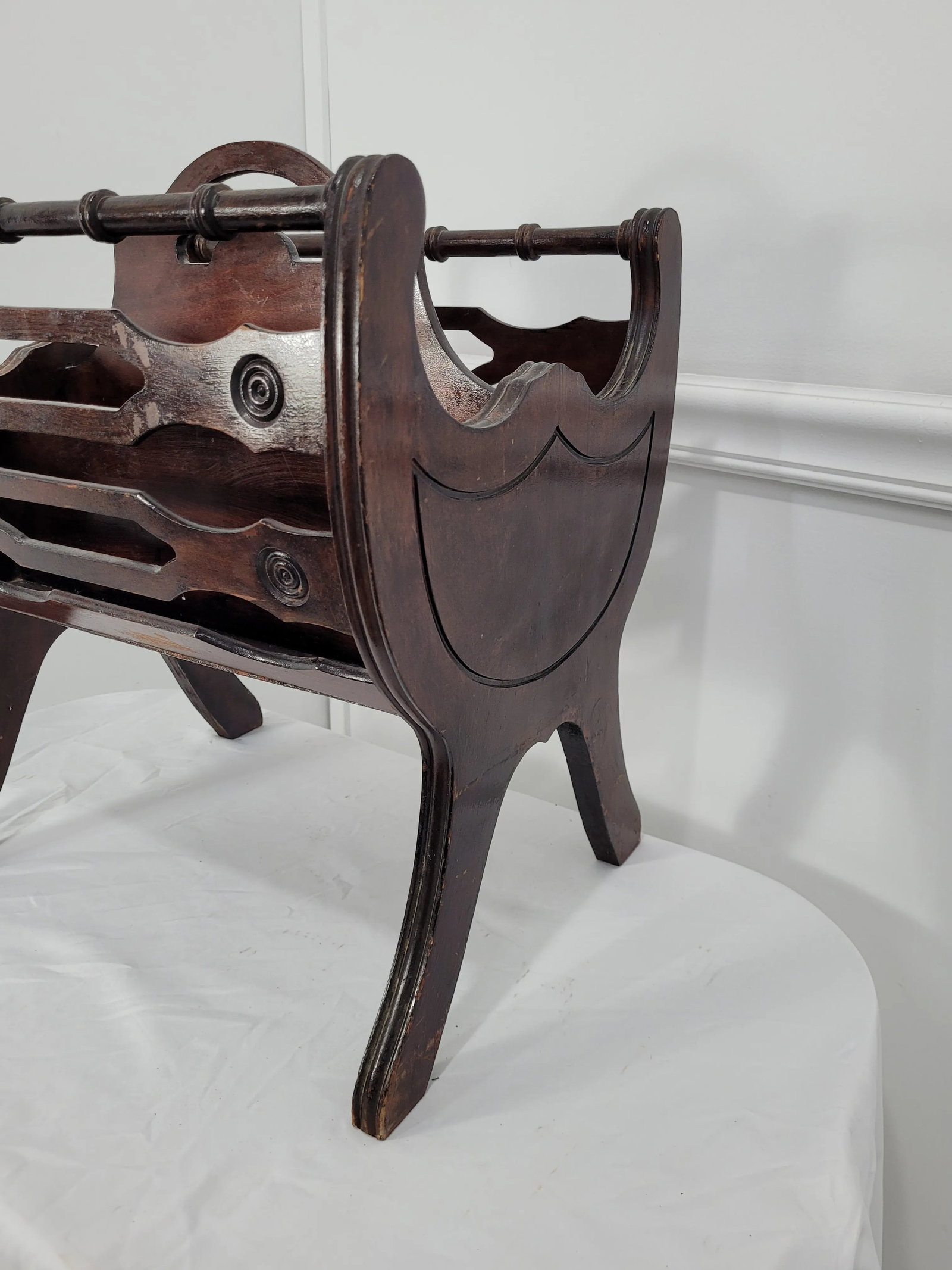 Vintage Canterbury Cherry Wood Magazine Rack - 9