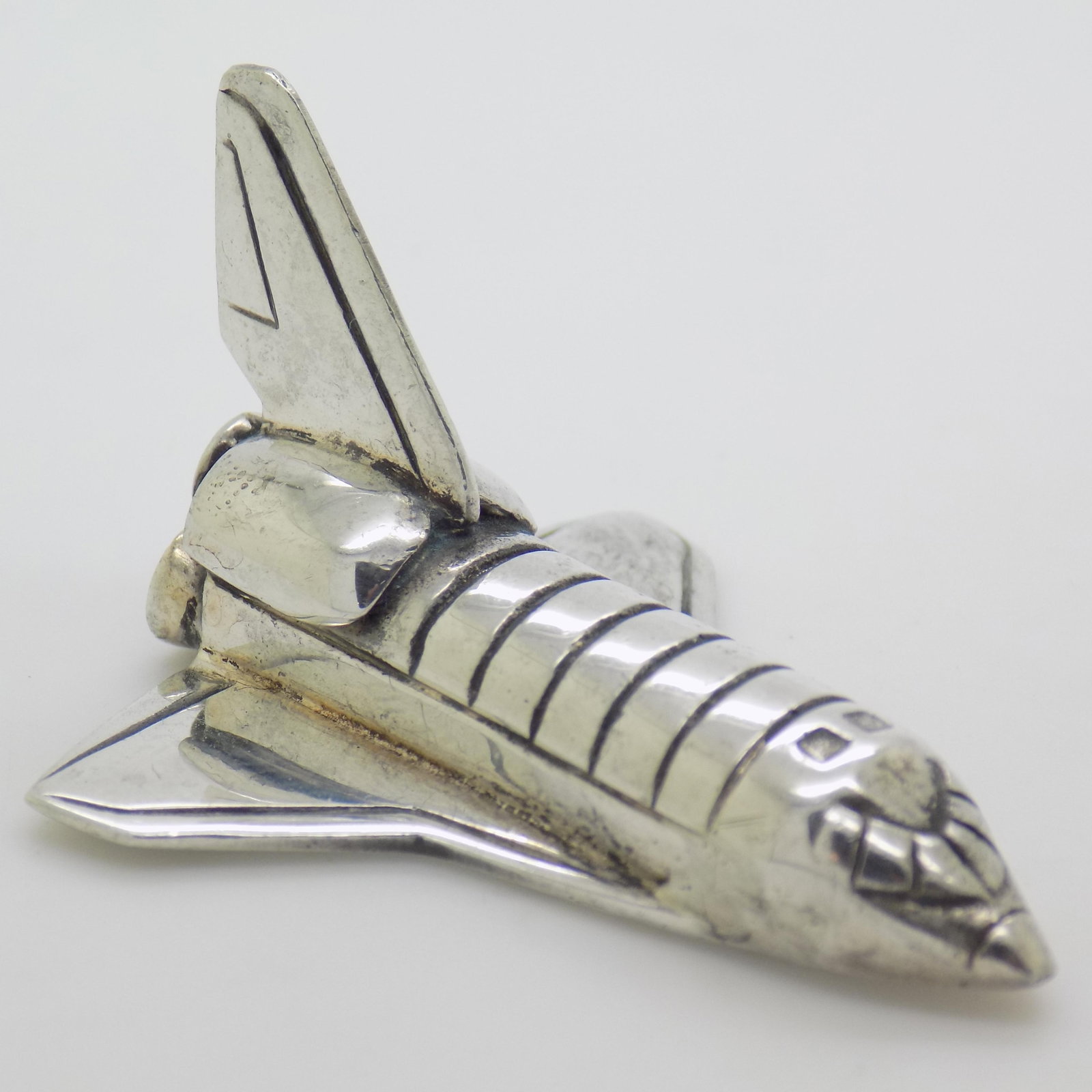 Vintage Italian Handmade Genuine Sterling Silver Space Shuttle Figurine Miniature - 3