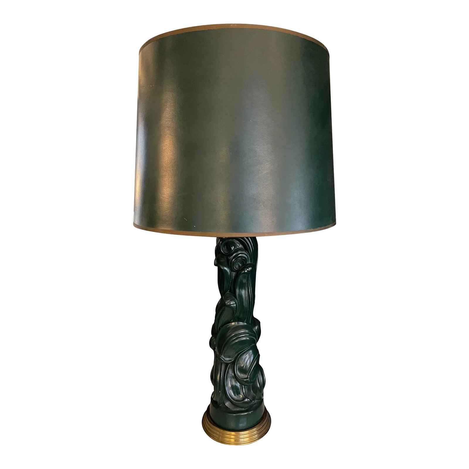 1950s Green Lacquered Dorothy Draper Serge Roche Lamp With Scroll Detail (1 of 7)