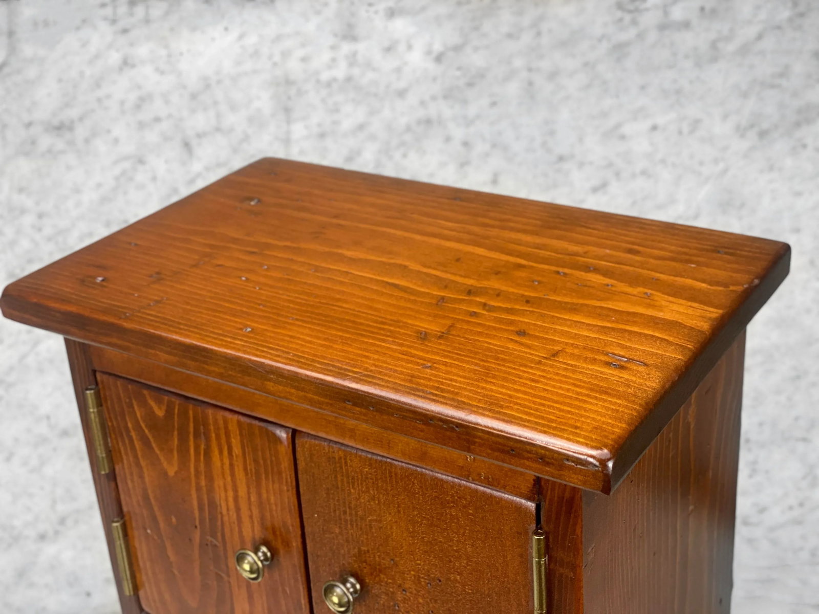 Vintage Farmhouse Pine Bonnet Chest Storage Box W/ Wrought Iron Stand - 5
