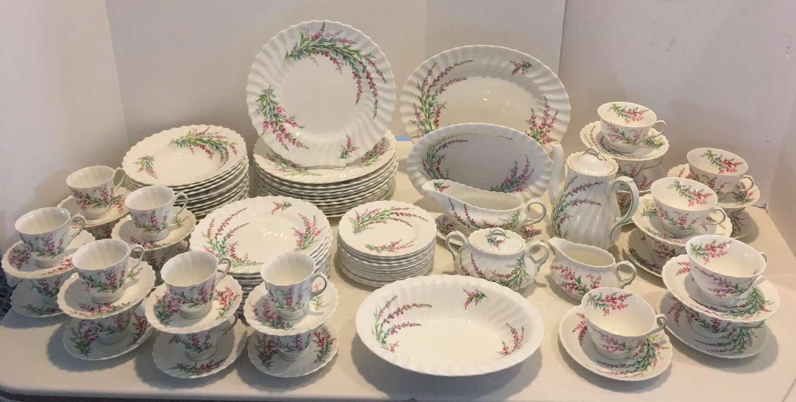 Royal Doulton Bell Heather Hand Painted 80 Piece China Set - 13