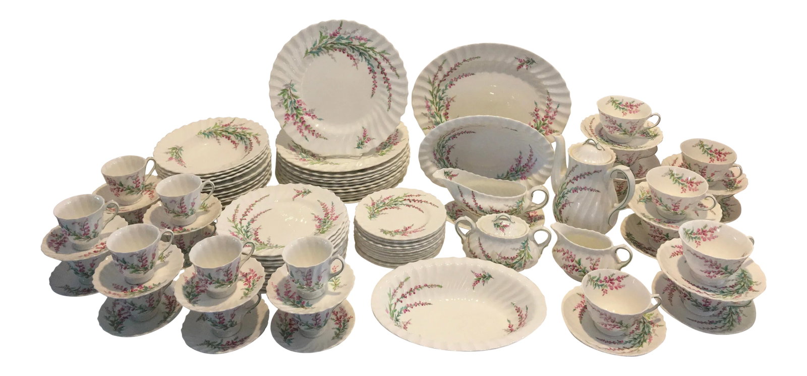 Royal Doulton Bell Heather Hand Painted 80 Piece China Set (1 of 13)
