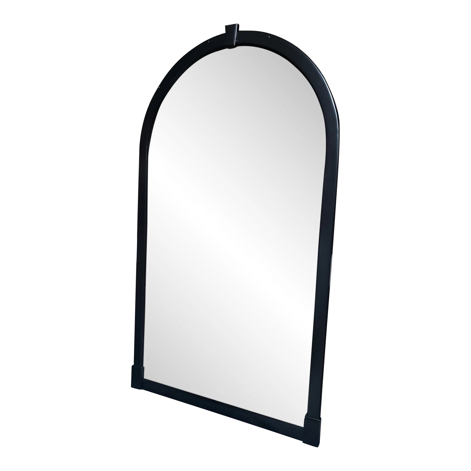 98 Inches Tall 1980s Arched Beveled Mirror With Wood Framing: WOW 98 Inches Arched Beveled Mirror With Wood Framing. The frame has been painted black but can be any color. This was attached to a wall but can be used anywhere. It's pretty massive. There are areas
