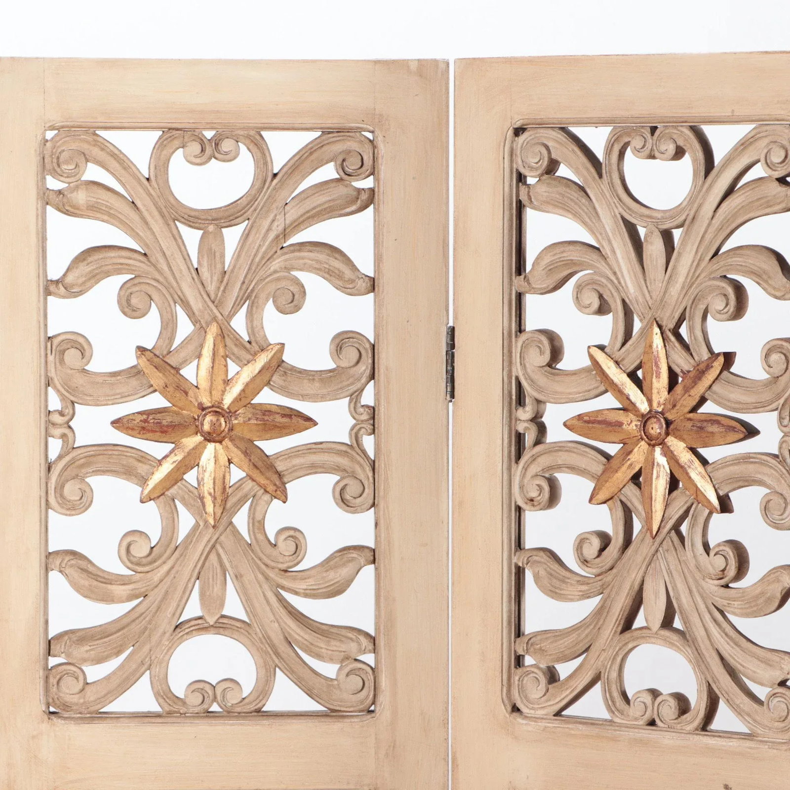 1950s Mid-Century Modern Four Panel Painted and Gilt Wood Room Divider - 2