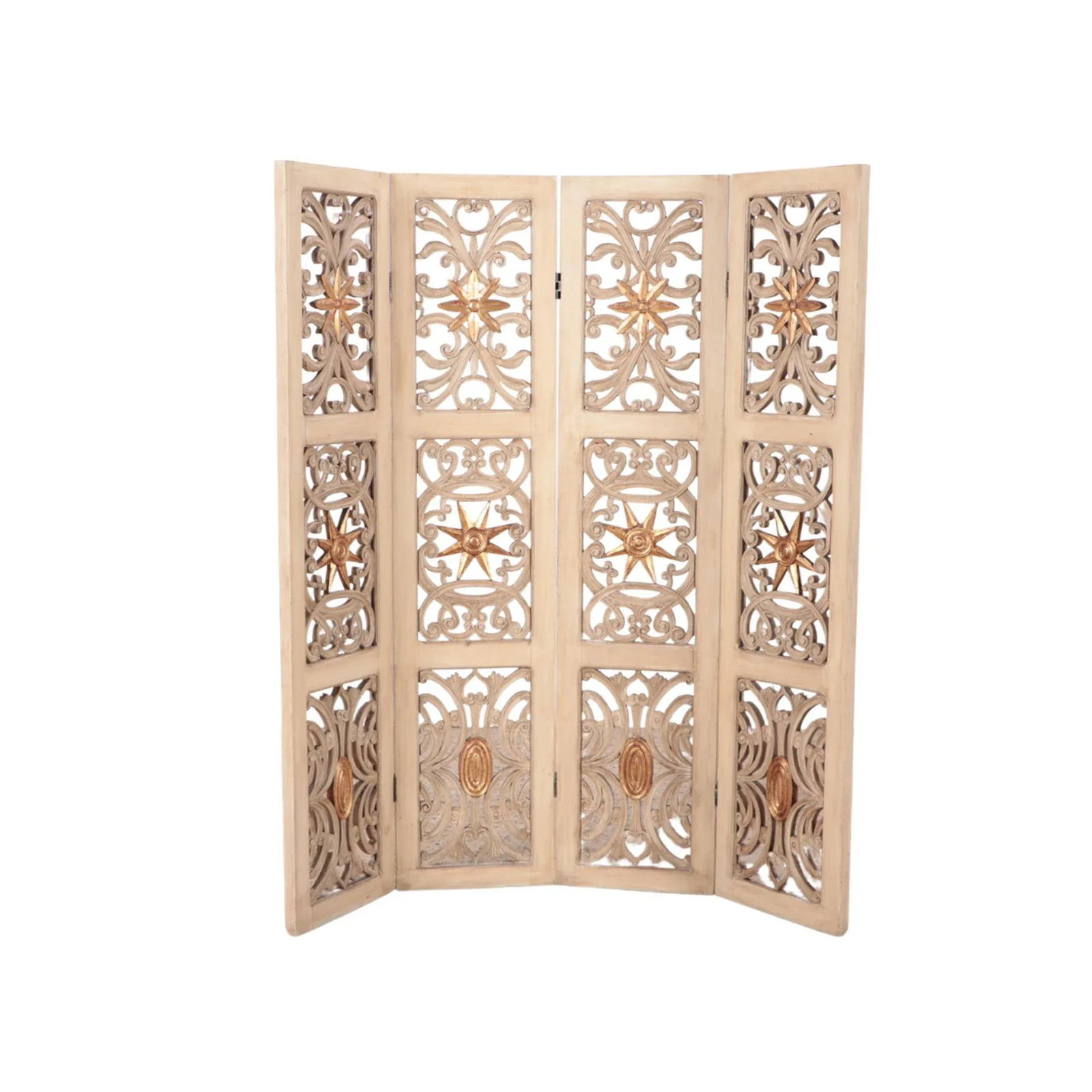 1950s Mid-Century Modern Four Panel Painted and Gilt Wood Room Divider - 6