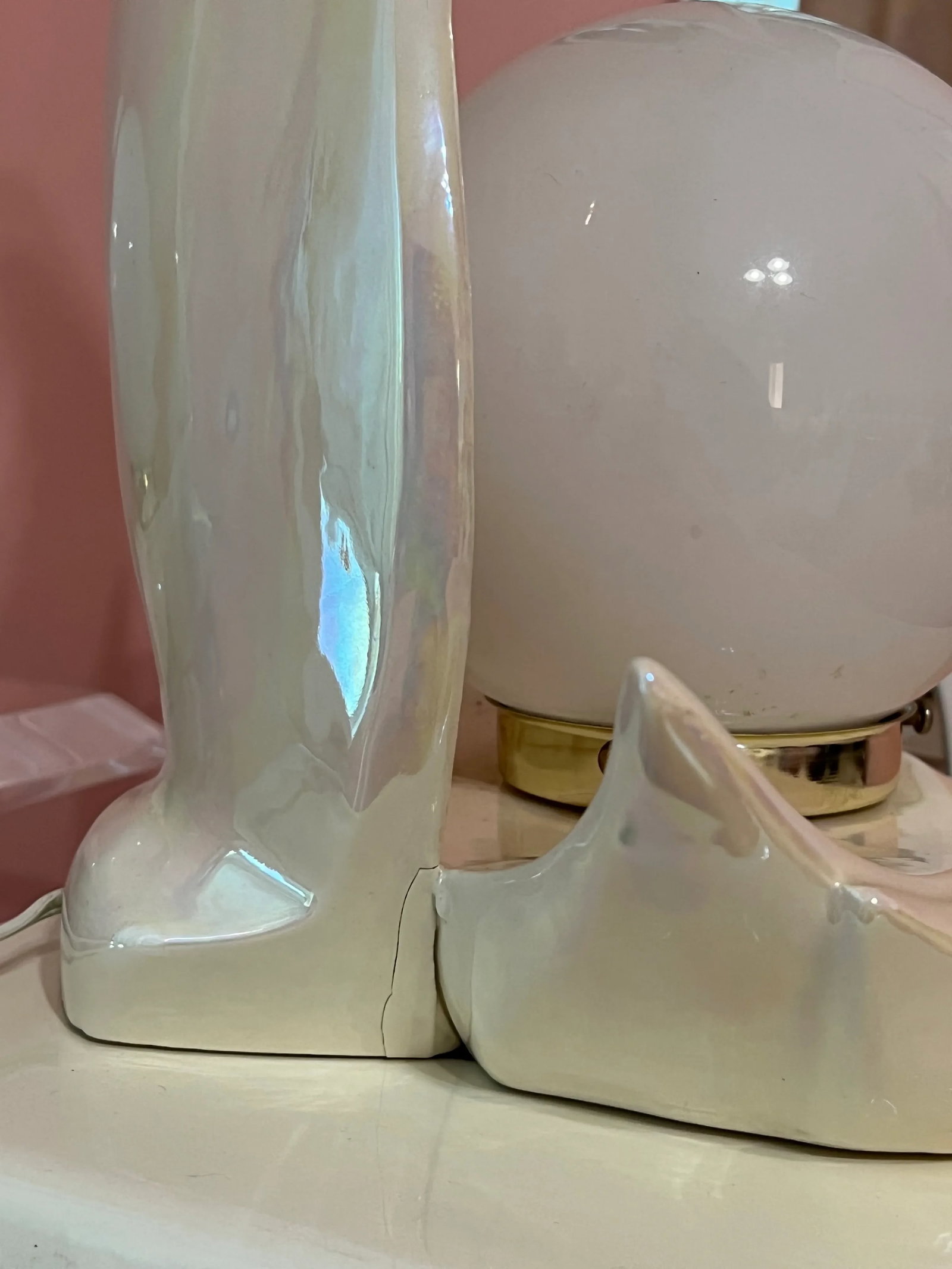 1980s Art Deco Revival Flame Ceramic Lamps - a Pair - 8