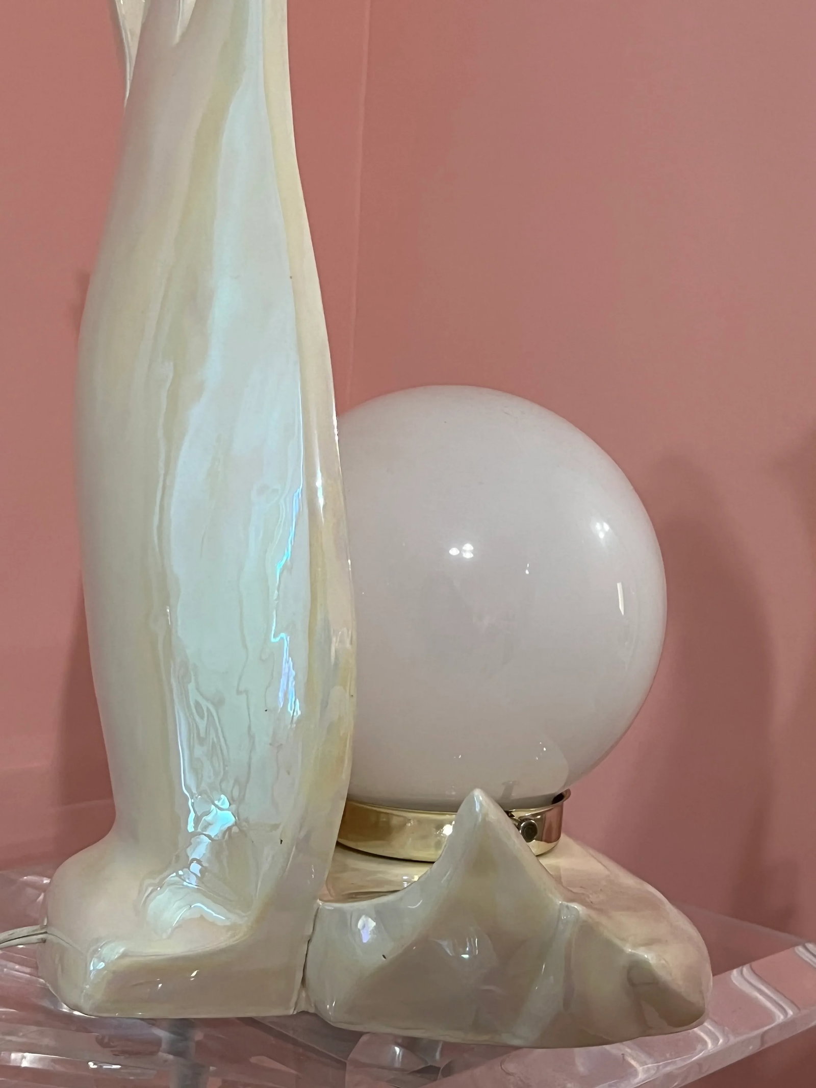1980s Art Deco Revival Flame Ceramic Lamps - a Pair - 9