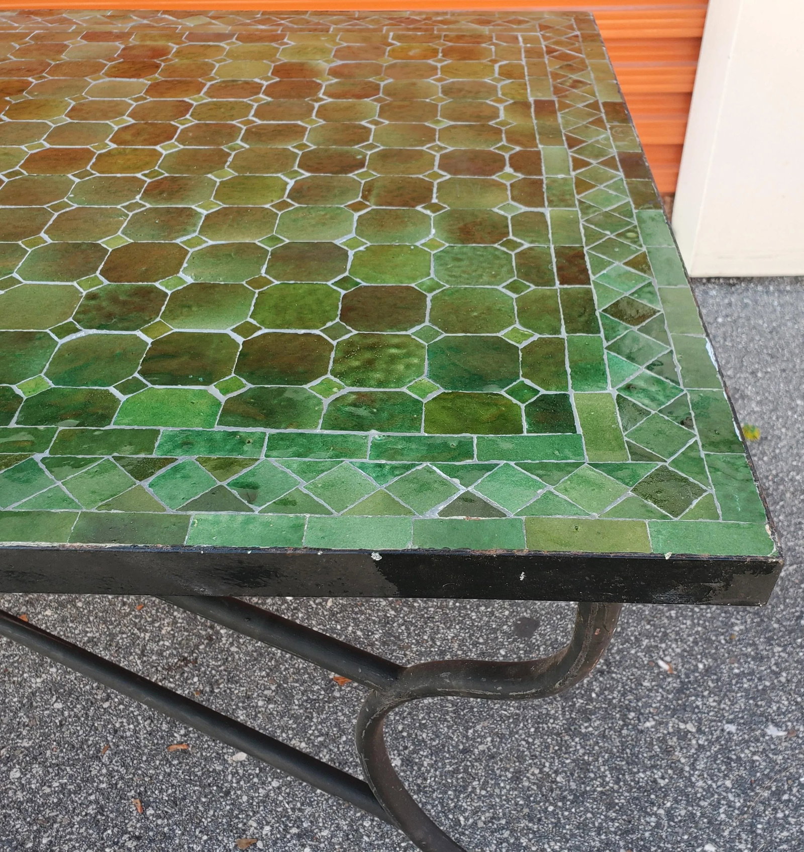 48" Rectangular Moroccan Mosaic Table in Tamegrout Green - 6