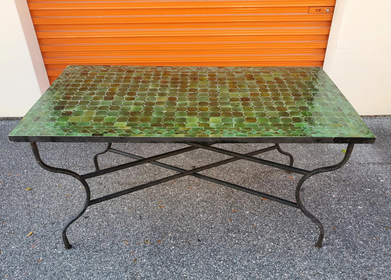 48" Rectangular Moroccan Mosaic Table in Tamegrout Green - 8