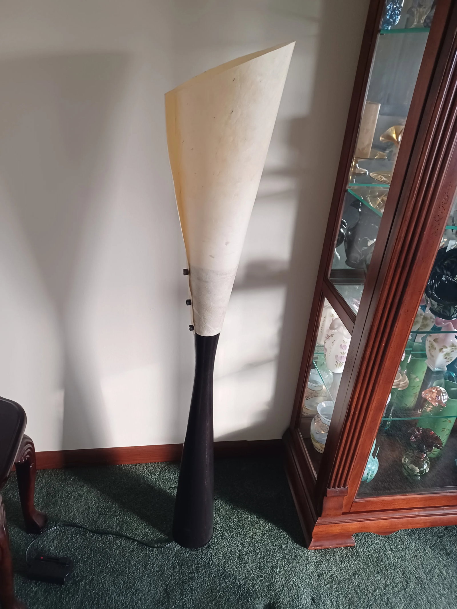 Vintage Ebonized Conical Floor Lamp With Parchment Shade - 10