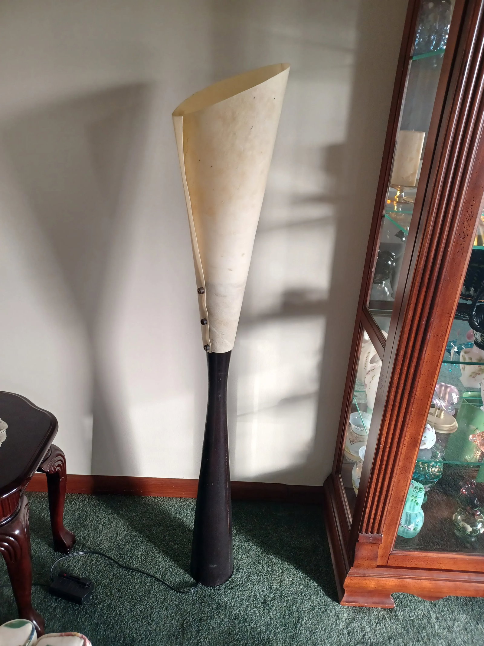 Vintage Ebonized Conical Floor Lamp With Parchment Shade - 13