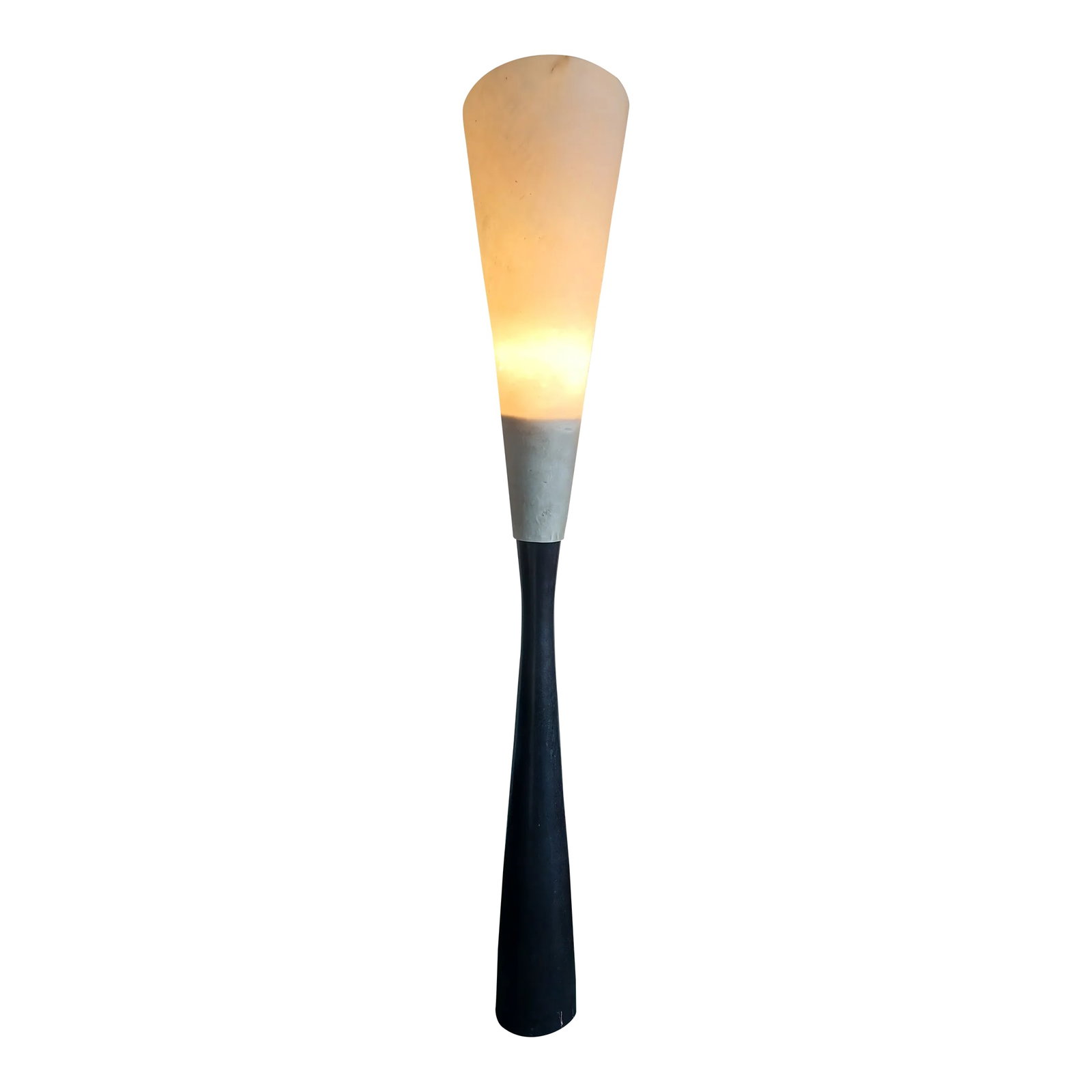 Vintage Ebonized Conical Floor Lamp With Parchment Shade - 2