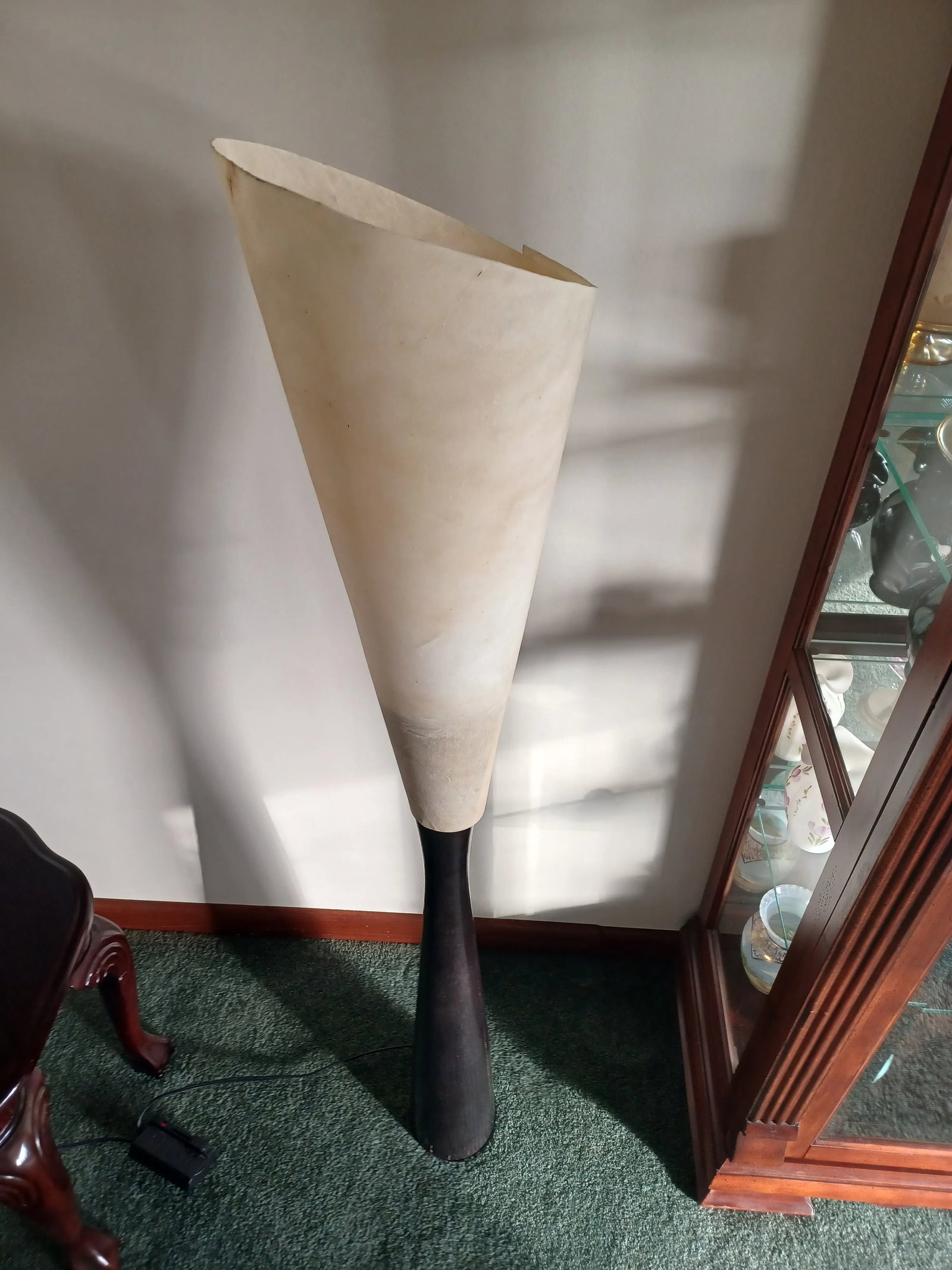 Vintage Ebonized Conical Floor Lamp With Parchment Shade - 8