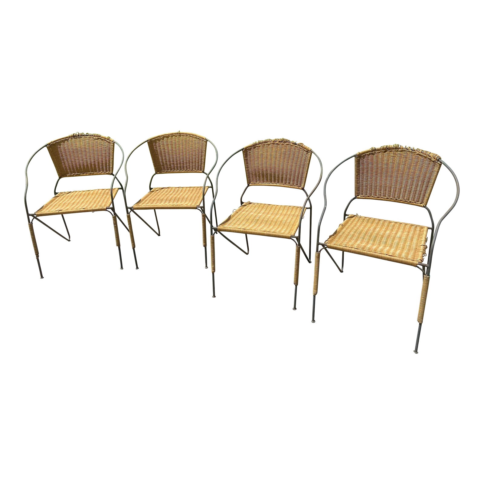 MCM Ludwig Mies Van Der Rohe Style Wrought Iron Chairs Set of 4 (1 of 11)
