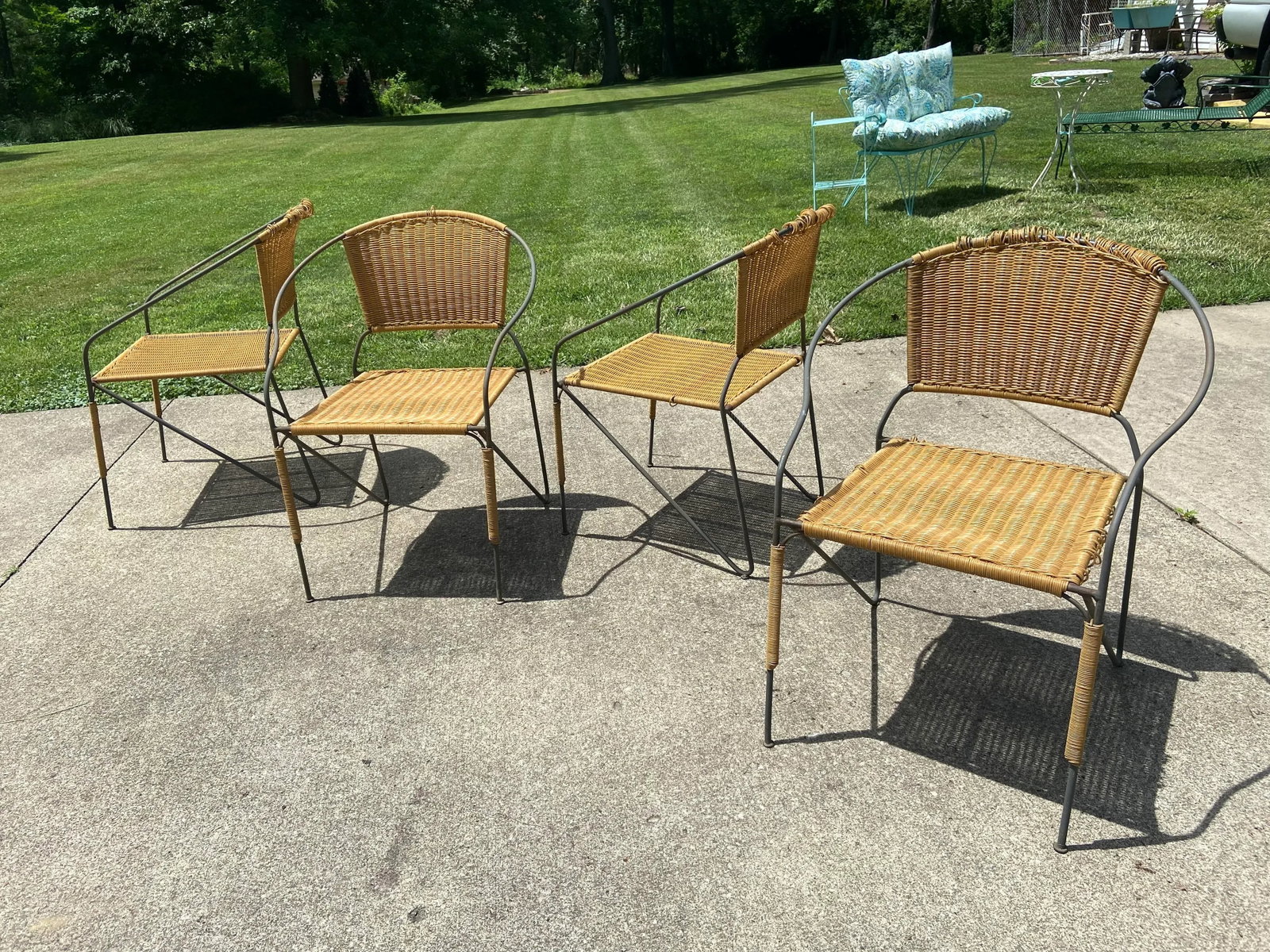 MCM Ludwig Mies Van Der Rohe Style Wrought Iron Chairs Set of 4 - 2