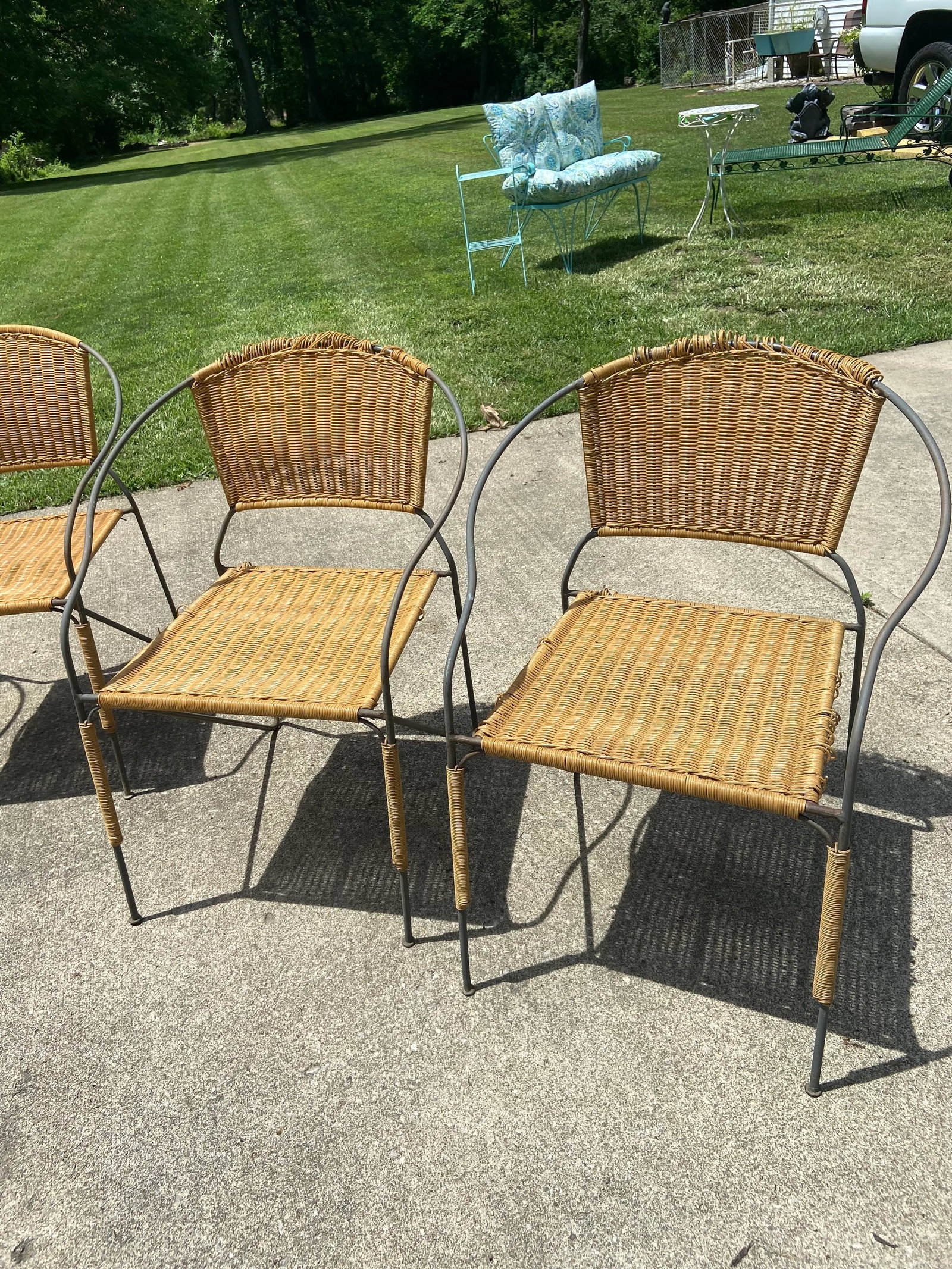 MCM Ludwig Mies Van Der Rohe Style Wrought Iron Chairs Set of 4 - 4