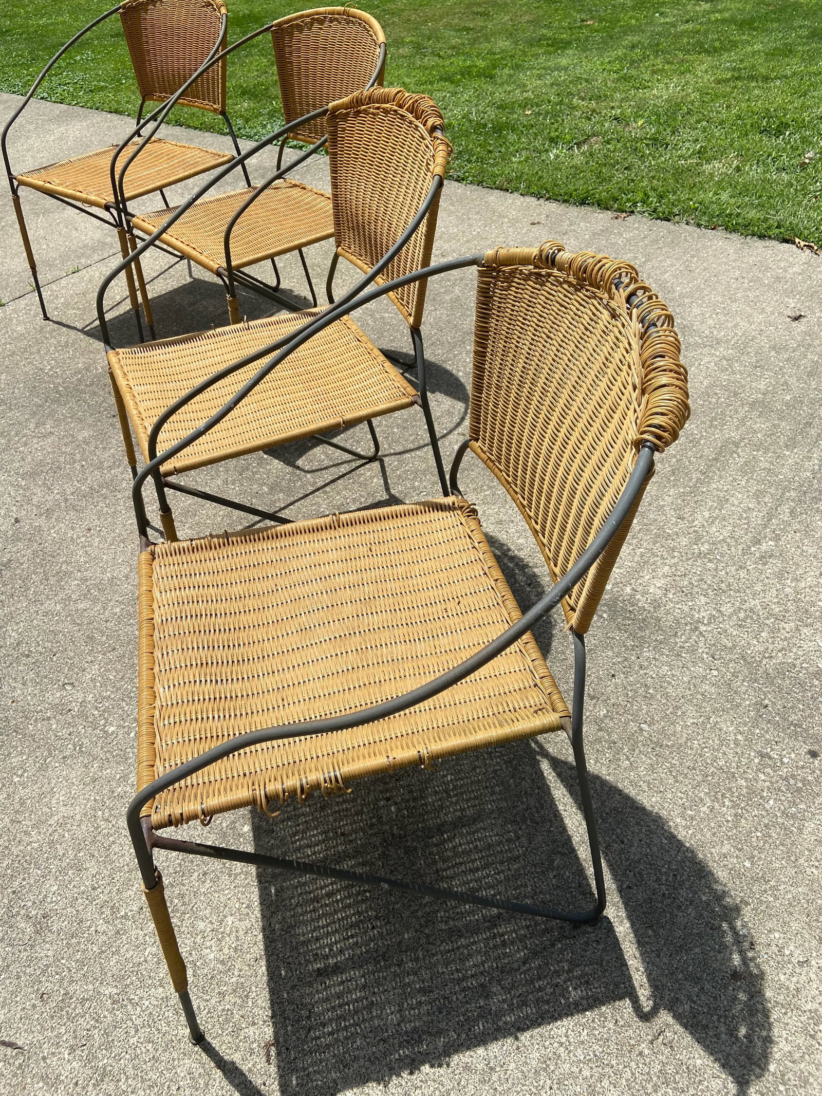 MCM Ludwig Mies Van Der Rohe Style Wrought Iron Chairs Set of 4 - 8