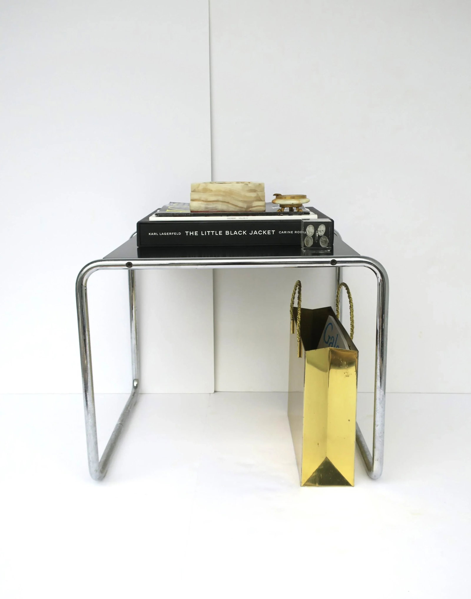 Brass Magazine Holder Stand or Wastebasket Trash Can After Willy Rizzo - 7