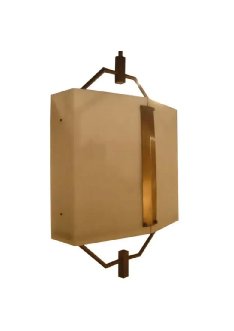 1940s French White Perspex & Brass Pendant Light Fixture - 12