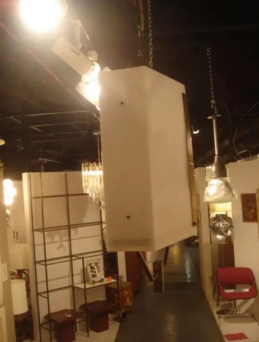 1940s French White Perspex & Brass Pendant Light Fixture - 6