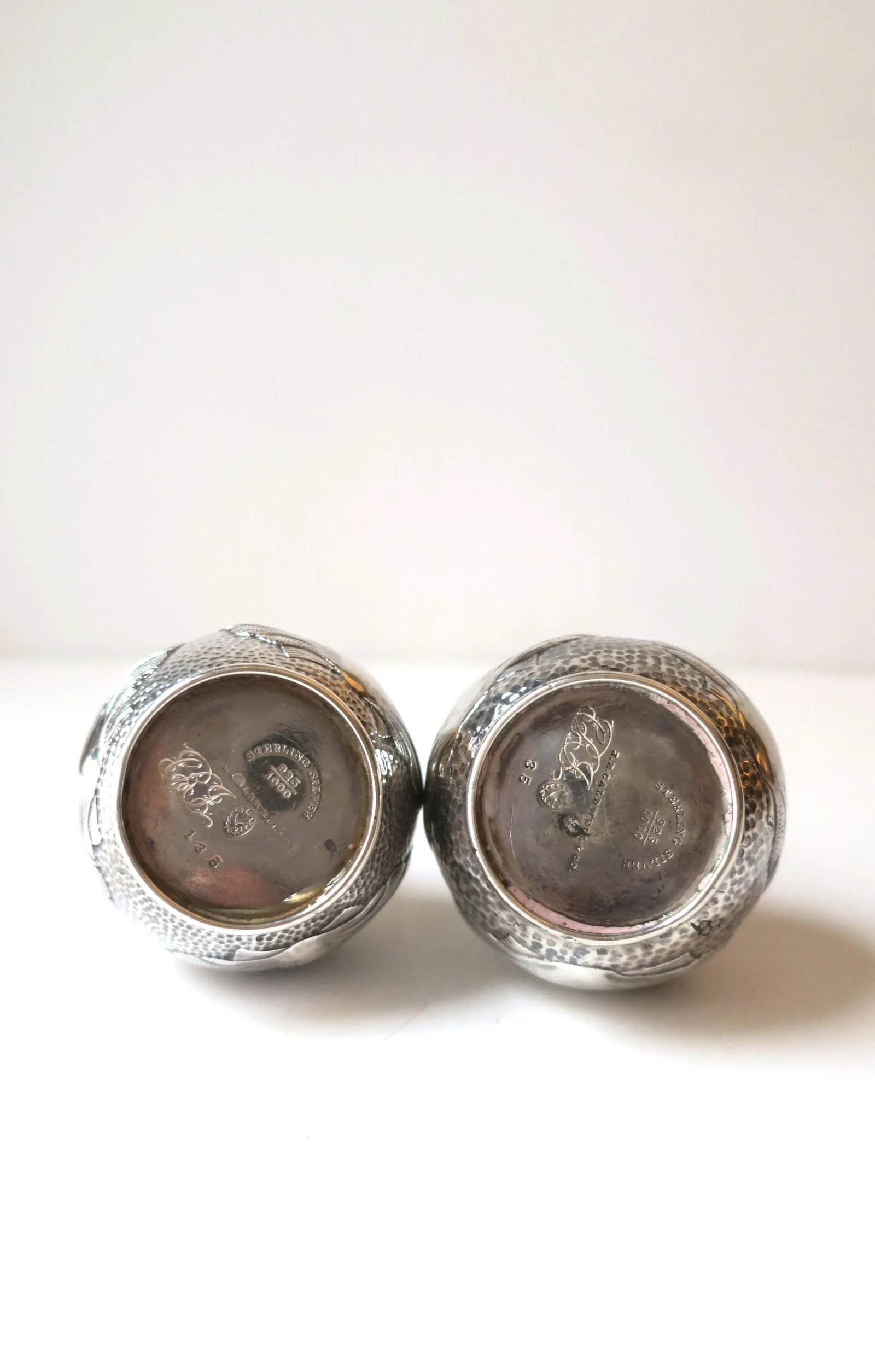 Sterling Silver Salt & Pepper Shakers Scallop Seashell Design by Caldwell - 12
