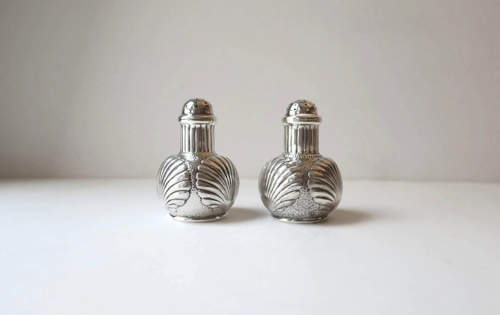 Sterling Silver Salt & Pepper Shakers Scallop Seashell Design by Caldwell - 5