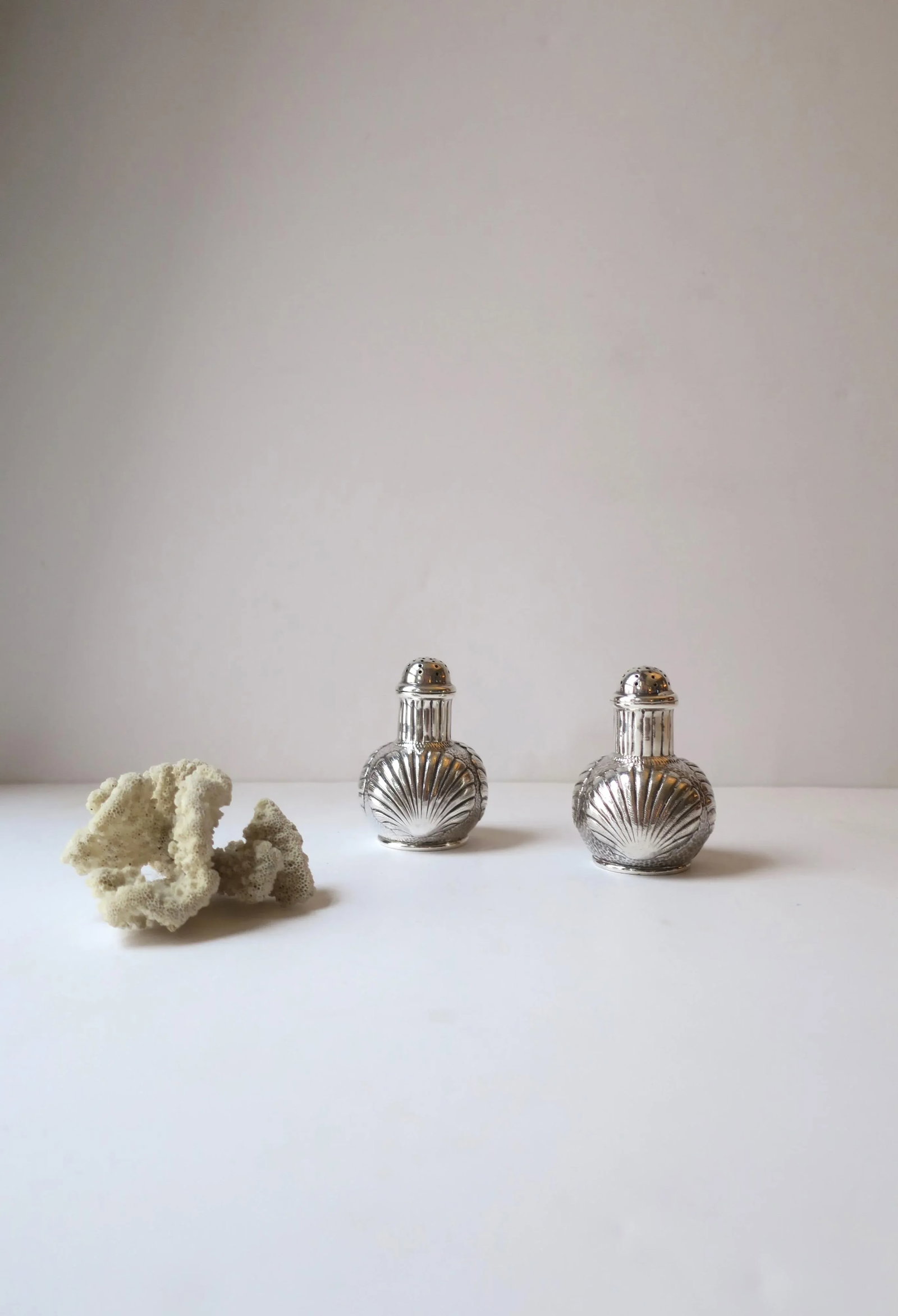 Sterling Silver Salt & Pepper Shakers Scallop Seashell Design by Caldwell - 6